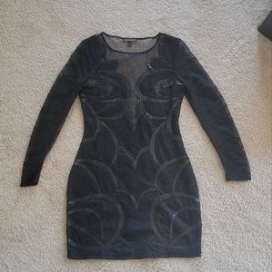 Perfect NYE black bodycon low cut sequence dress from Express